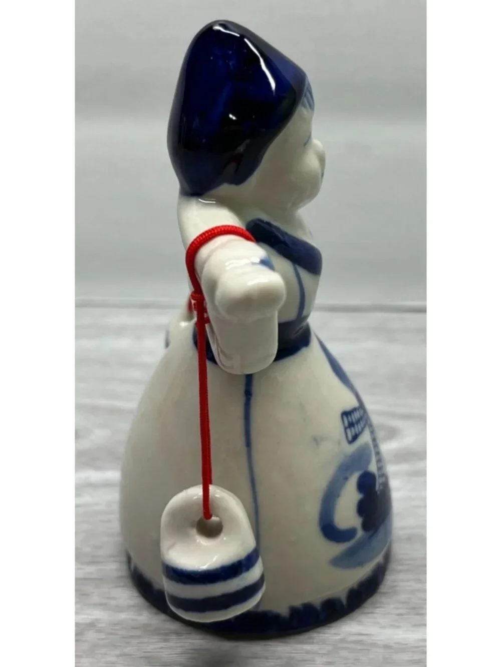 Delft Style Dutch Milkmaid Girl Figurine Vintage Ceramic Windmill Scene